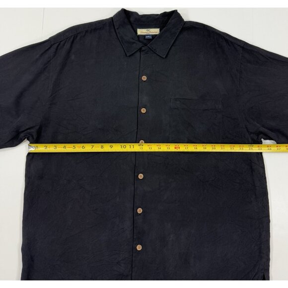 Tommy Bahama Mens Silk Shirt Swizzle Inn Chill Out Embroidered Camp Sz XL Black - Picture 8 of 9
